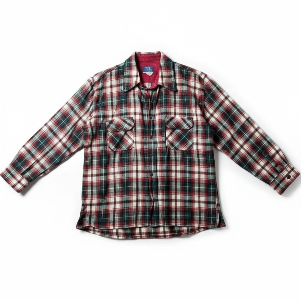 Vintage Macy's Men's Store Wool Blend Plaid Flannel Quilted Lined Shirt Jacket